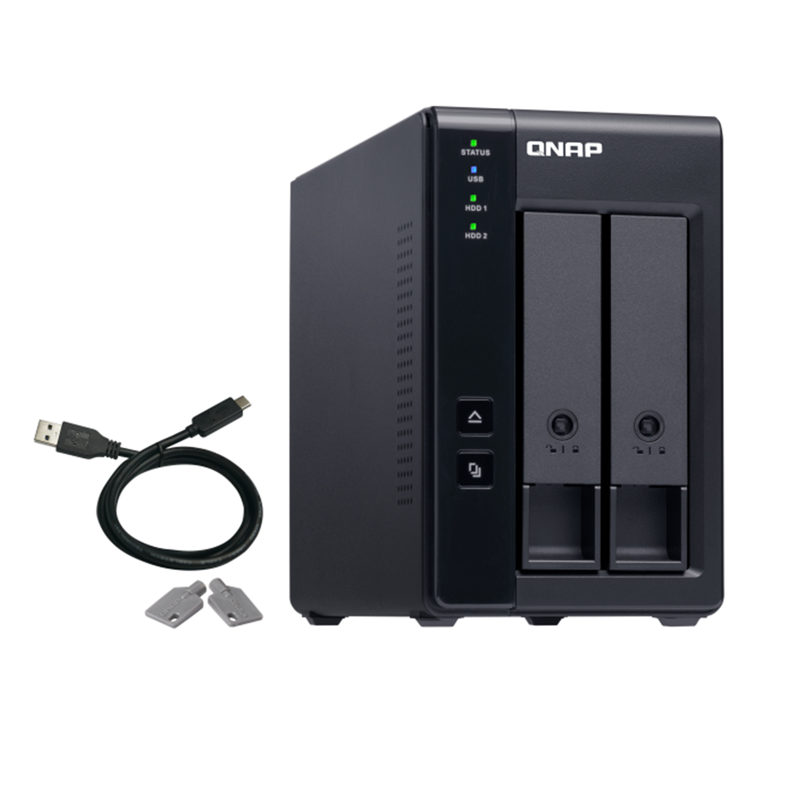 QNAP TR-002 2-Bay USB3.0 RAID Expansion Enclosure, Expands capacity for QNAP NAS or use as DAS with PC, RAID 0/1/10/JBOD/Software Ctrl
