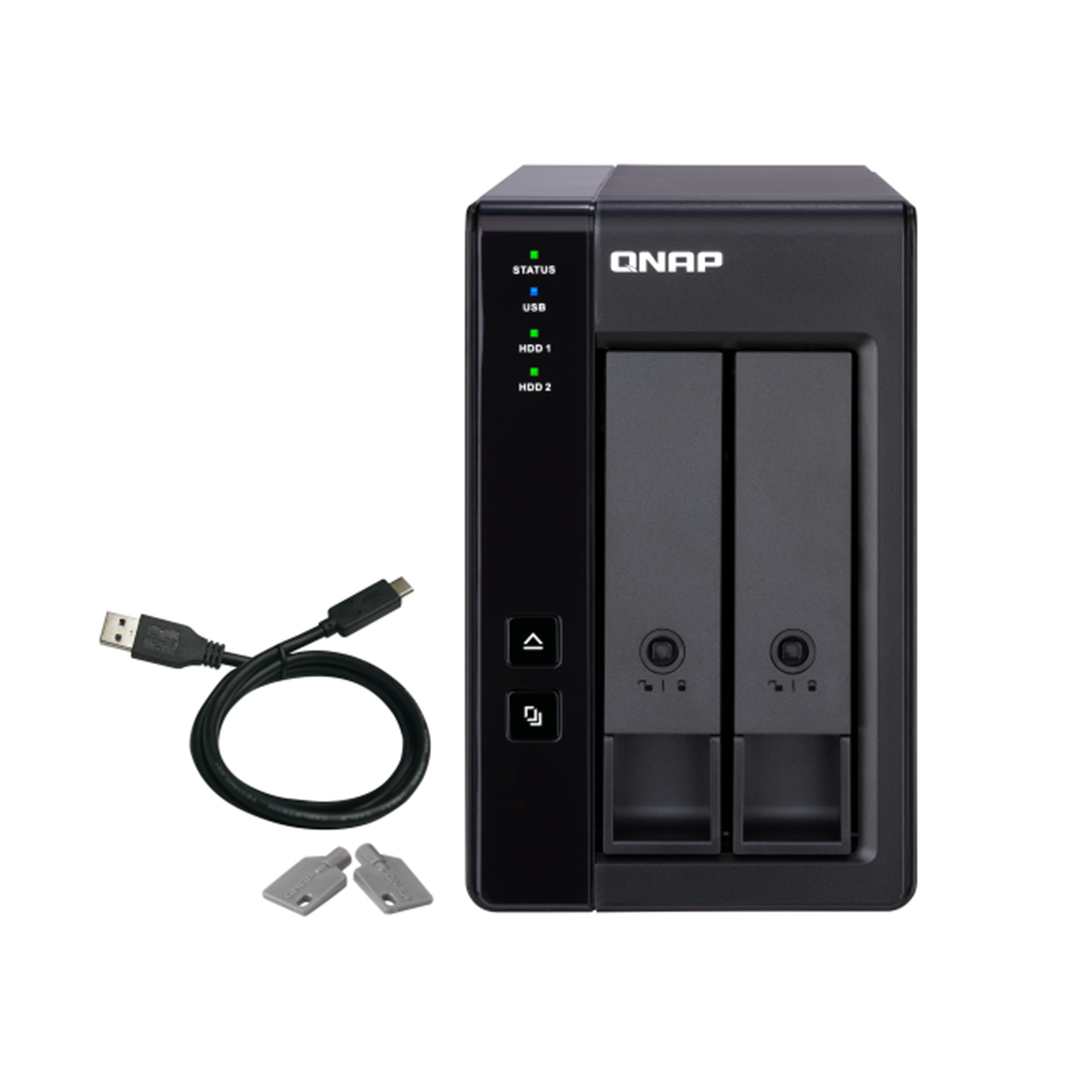 QNAP TR-002 2-Bay USB3.0 RAID Expansion Enclosure, Expands capacity for QNAP NAS or use as DAS with PC, RAID 0/1/10/JBOD/Software Ctrl