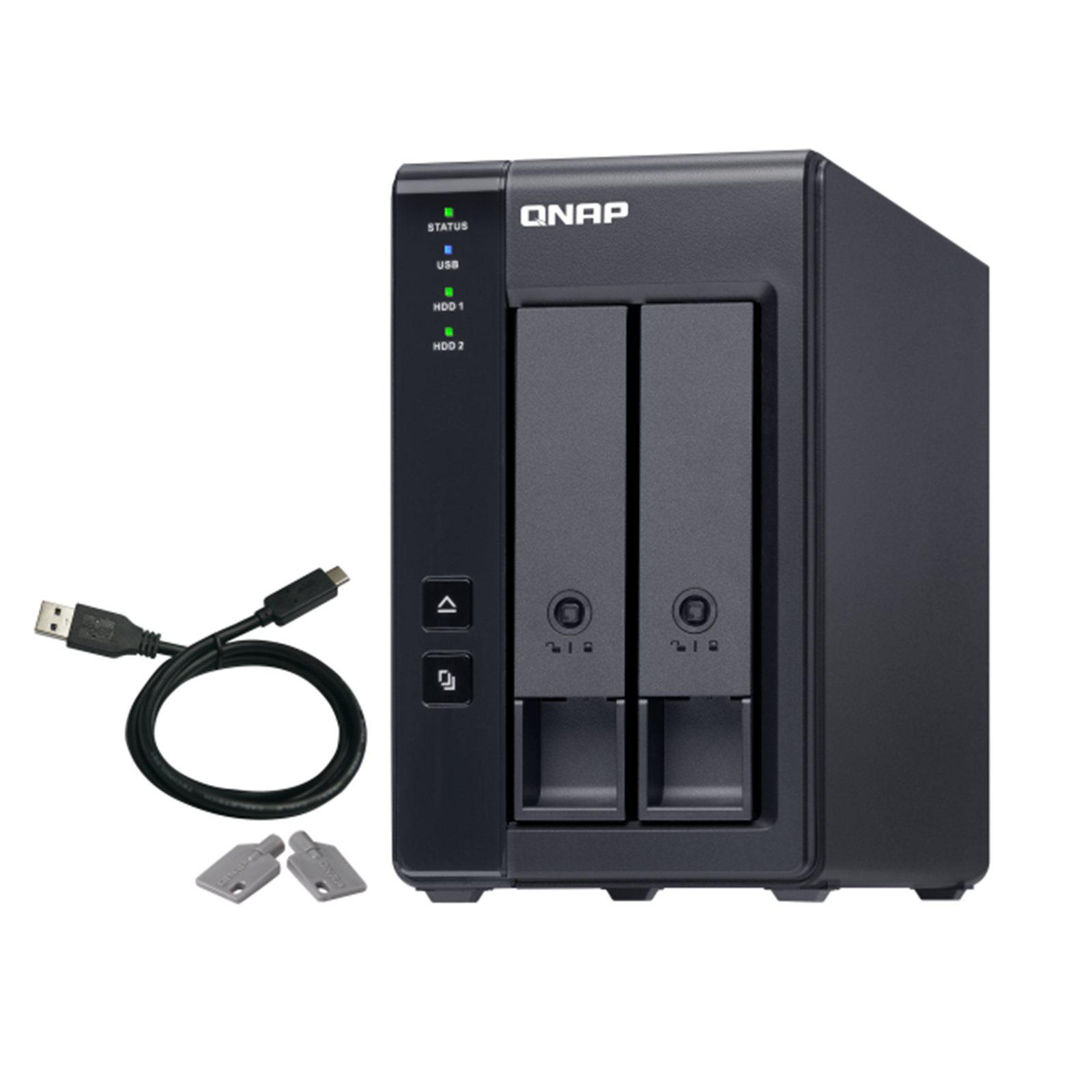 QNAP TR-002 2-Bay USB3.0 RAID Expansion Enclosure, Expands capacity for QNAP NAS or use as DAS with PC, RAID 0/1/10/JBOD/Software Ctrl