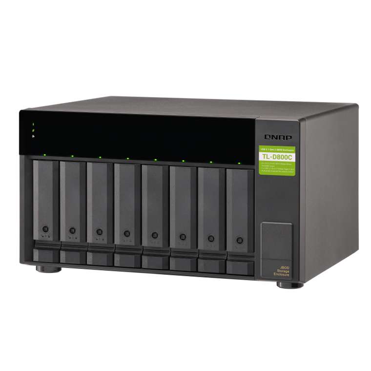 QNAP TL-D800C 8-Bay USB3.2 Gen2 Type-C 10Gbps JBOD Expansion Tower Unit with 1 meter USB-C to USB-A 3.1 Gen2 cable - For PC/Server and NAS