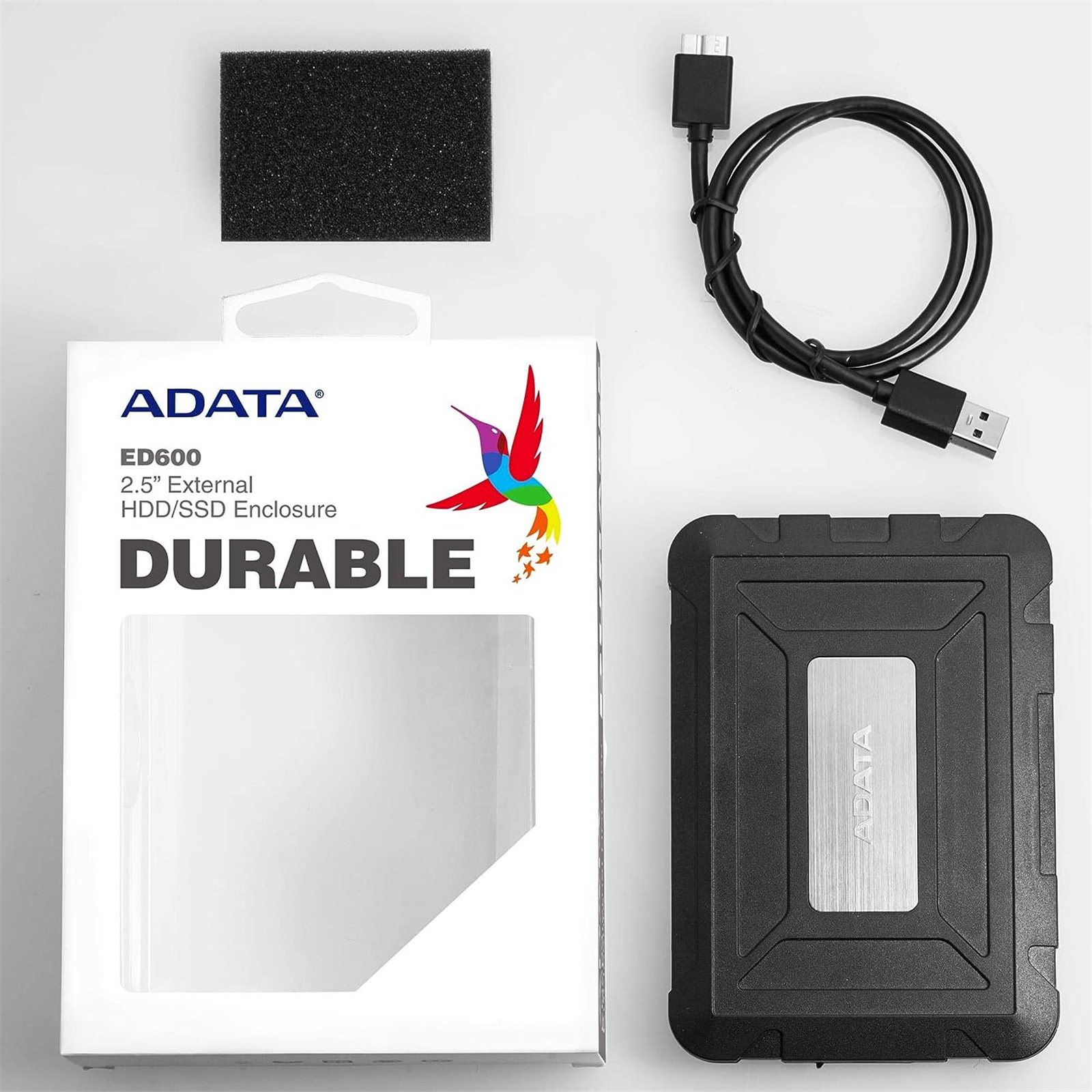 ADATA AED600-U31-CBK ED600 SATA USB 3.1 2.5" Rugged External HDD Enclosure - Black