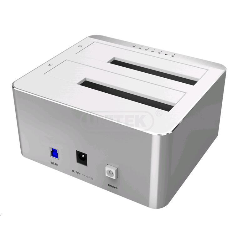 Unitek Y-3026 SB3.0 to Dual SATA HDD Aluminium Docking Station with Offline clone function Compatible with all 2.5''/3.5'' SATA HDD/SSD with any capacity - Supports SATA III, SATA II & SATA I - Plug & Play