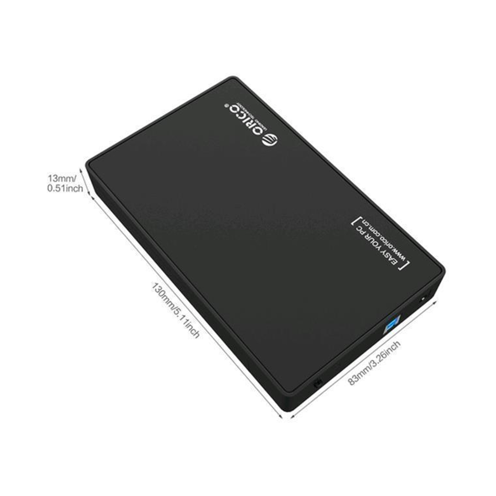 Orico USB 3.0 3.5" External Hard Drive 3.5 inch Enclosure with Data Cable and Power Adapter, (3588US3) Black