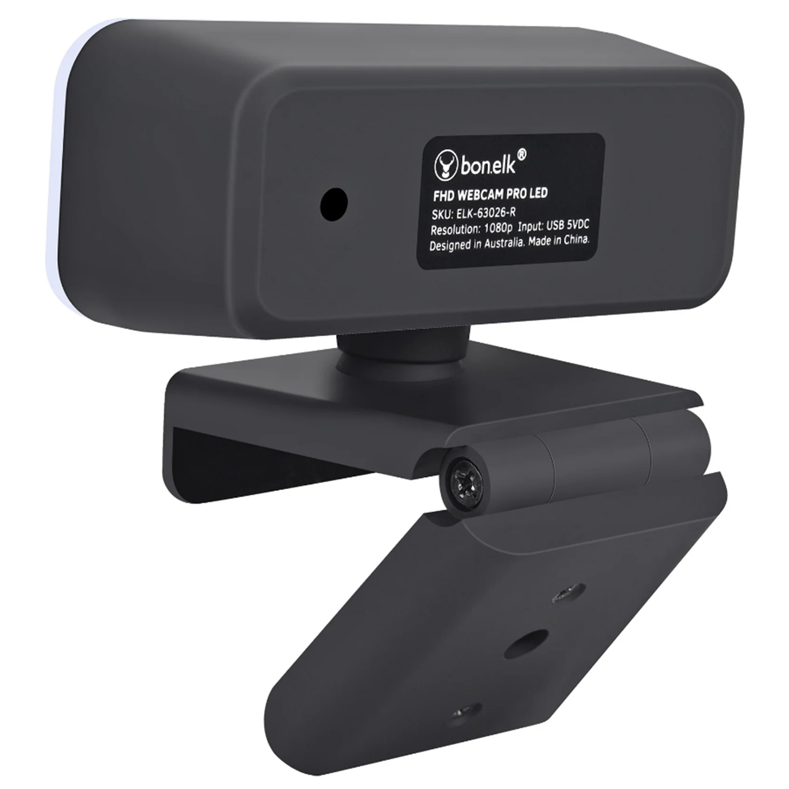 Bonelk USB Webcam Pro LED Clip On, 1080p (Black)