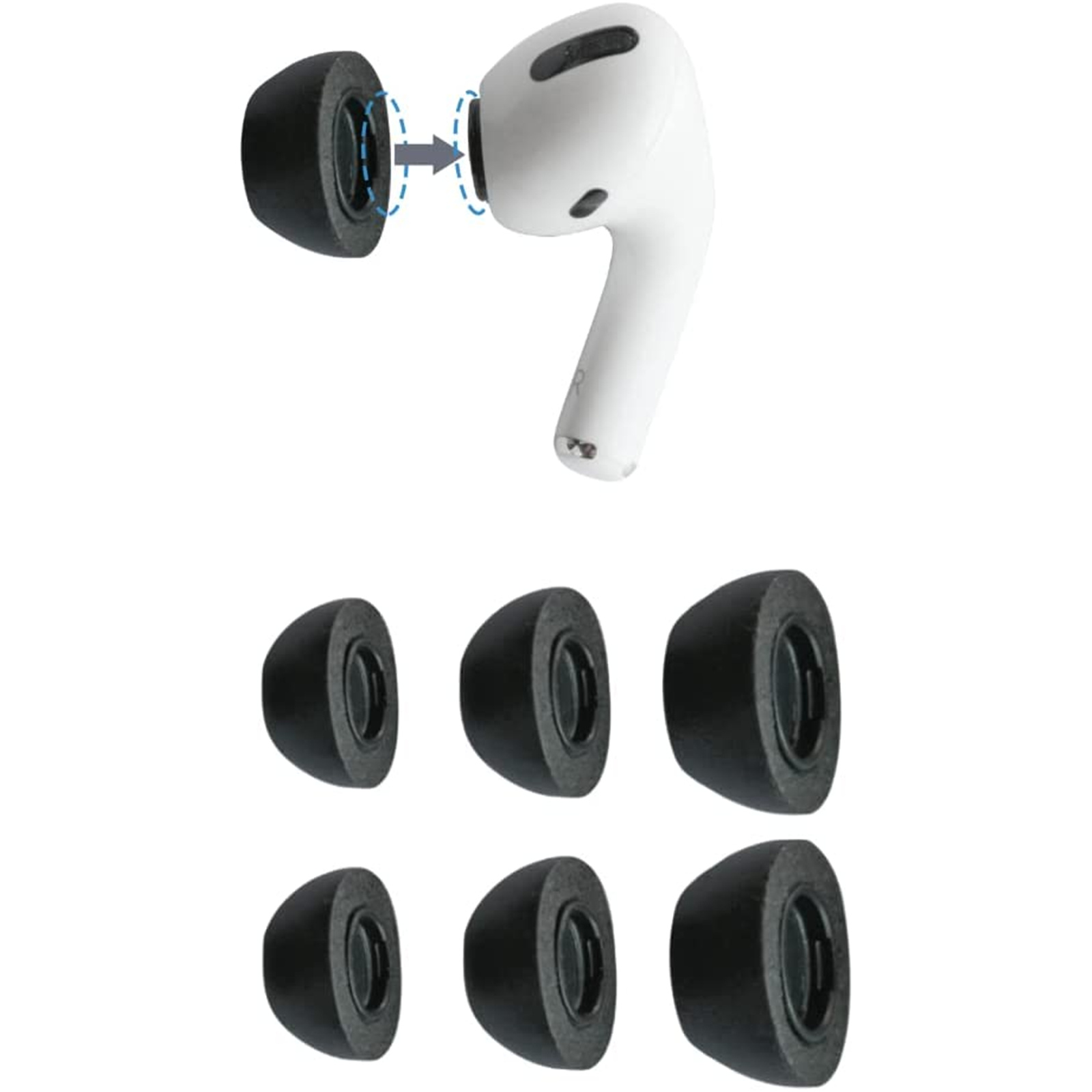 Product Image Comply (Assorted) Memory Foam Tips for Apple AirPods Pro - Assorted 3-pack (2x Small/2x Medium/2x Large) - compatible with AirPods Pro & AirPods Pro 2nd Generation