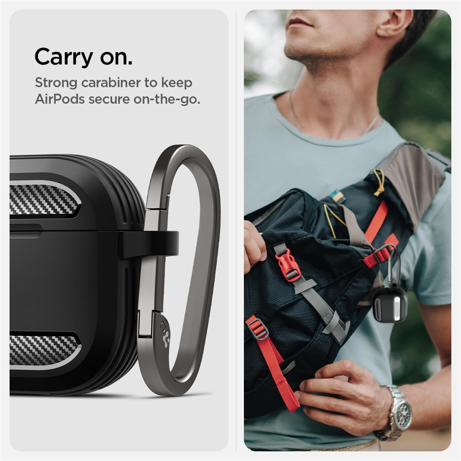 Spigen Apple Airpods 4 Rugged Armour Case - Matte Black - Compatible with Airpods 4 & AirPods 4 with Active Noise Cancellation