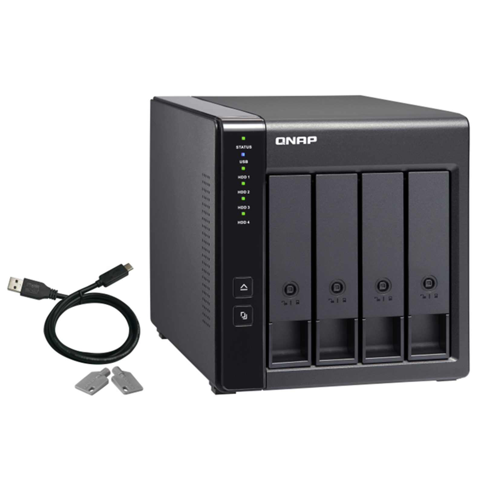 QNAP TR-004 4-Bay USB3.0 RAID Expansion Enclosure, Expands capacity for QNAP NAS or use as DAS with PC, RAID 0/1/5/10/JBOD/Software Ctrl