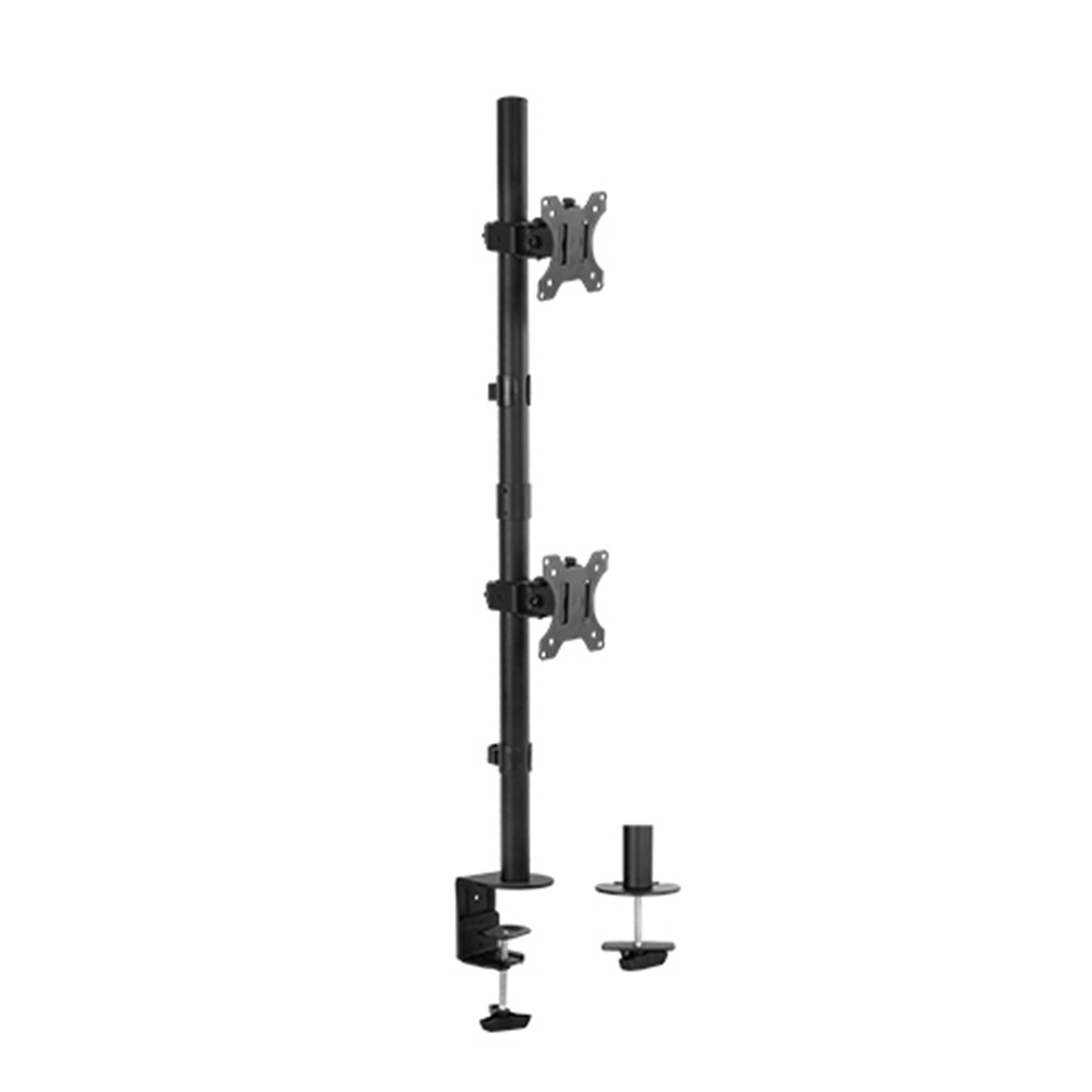 Product Image Brateck Lumi LDT12-C02V 13"-32" Dual Vertical Monitor Mount. Rotate, Tilt and Swivel. Supports VESA 75x75 & 100x100. Max Load: 16Kgs (8Kgs per) Height Adjustable, Cable Management, Clamp or Grommet inc.