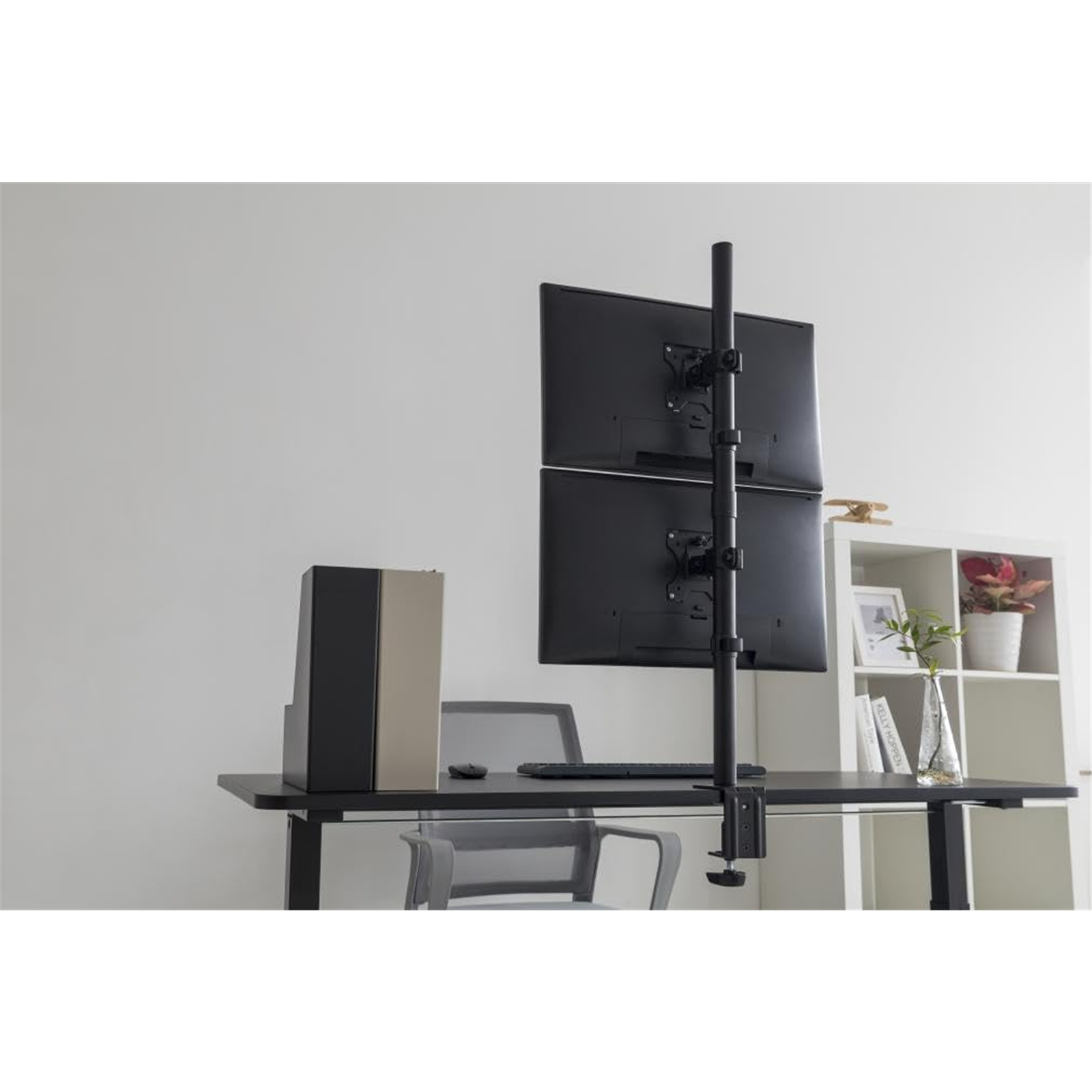 Brateck Lumi LDT12-C02V 13"-32" Dual Vertical Monitor Mount. Rotate, Tilt and Swivel. Supports VESA 75x75 & 100x100. Max Load: 16Kgs (8Kgs per) Height Adjustable, Cable Management, Clamp or Grommet inc.