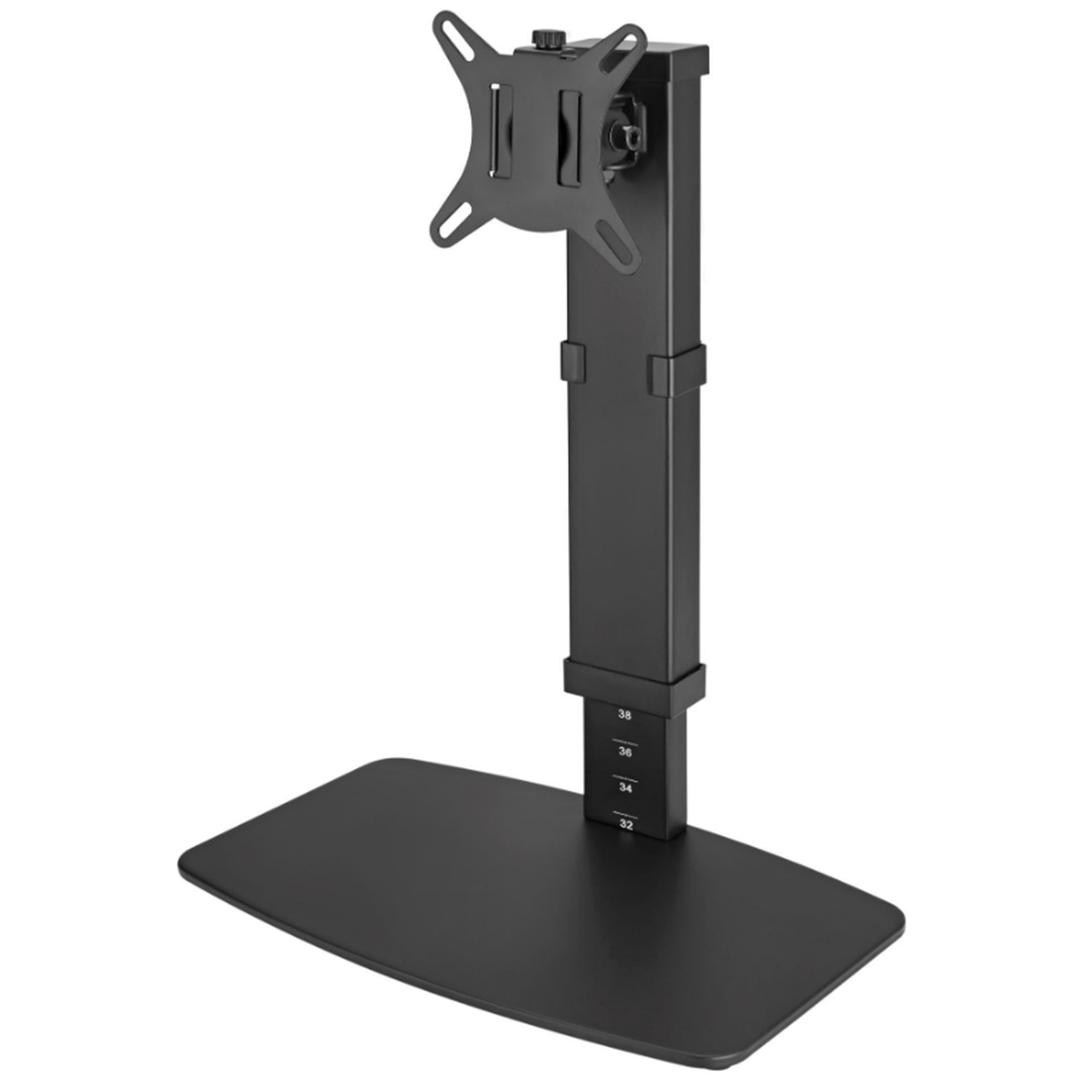 Product Image Brateck LDT67-T01.BLK 17"-32" Single Screen Vertical Lift SteelMonitorStand.10 View Height Settings, Free Tillt Design. Non-Skid Silicone Base Pads. Cable Management. 360 Rotary Slide-in VESA Plate. Black